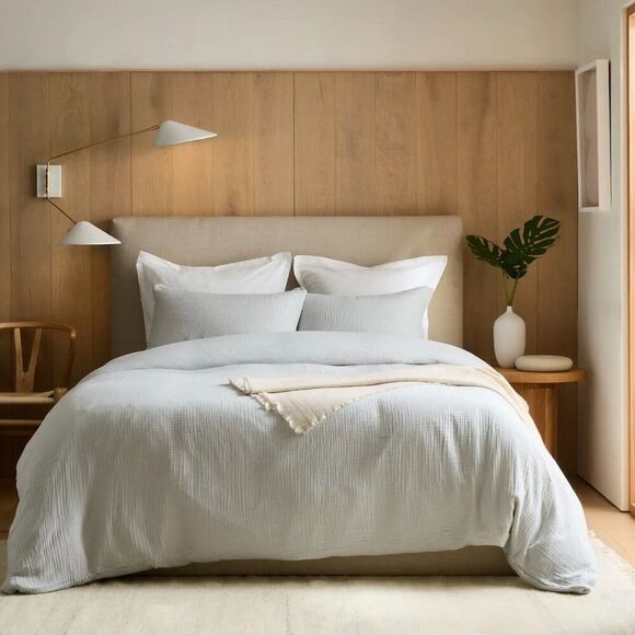 Quince Organic Airy Gauze Sham Set Standard Mist NWOT - Picture 4 of 8